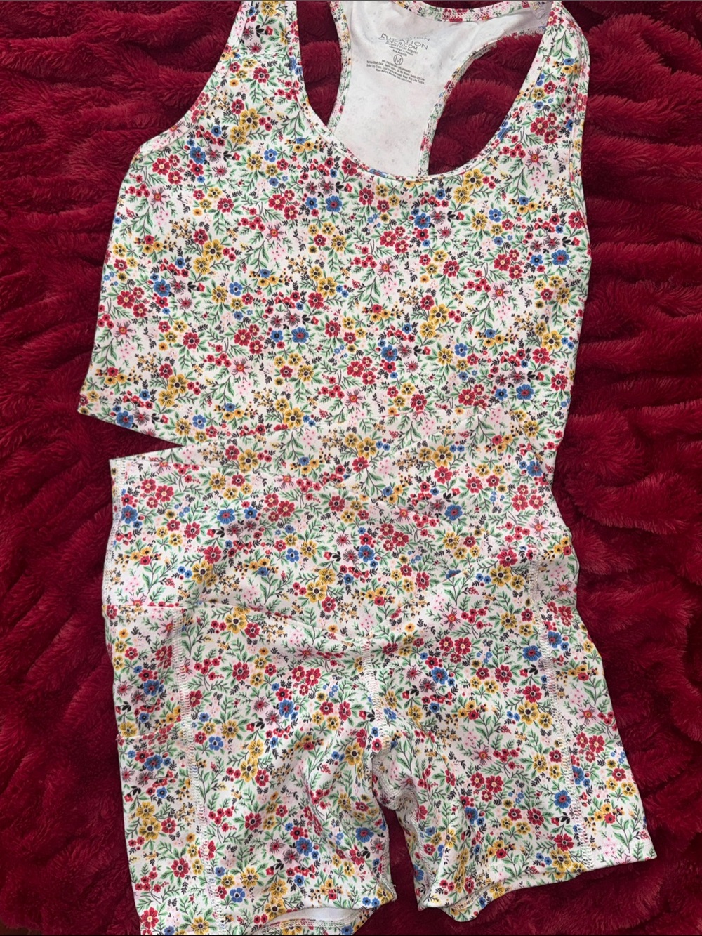 Women’s Size Medium Floral Print Bike Shorts/Tank Set